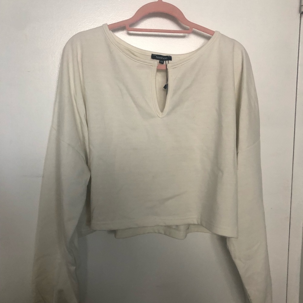 Plus basic V neck plunge crop sweat